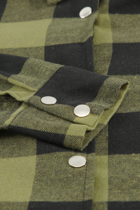 Turn-Down Collar Plaid Shirt Coat